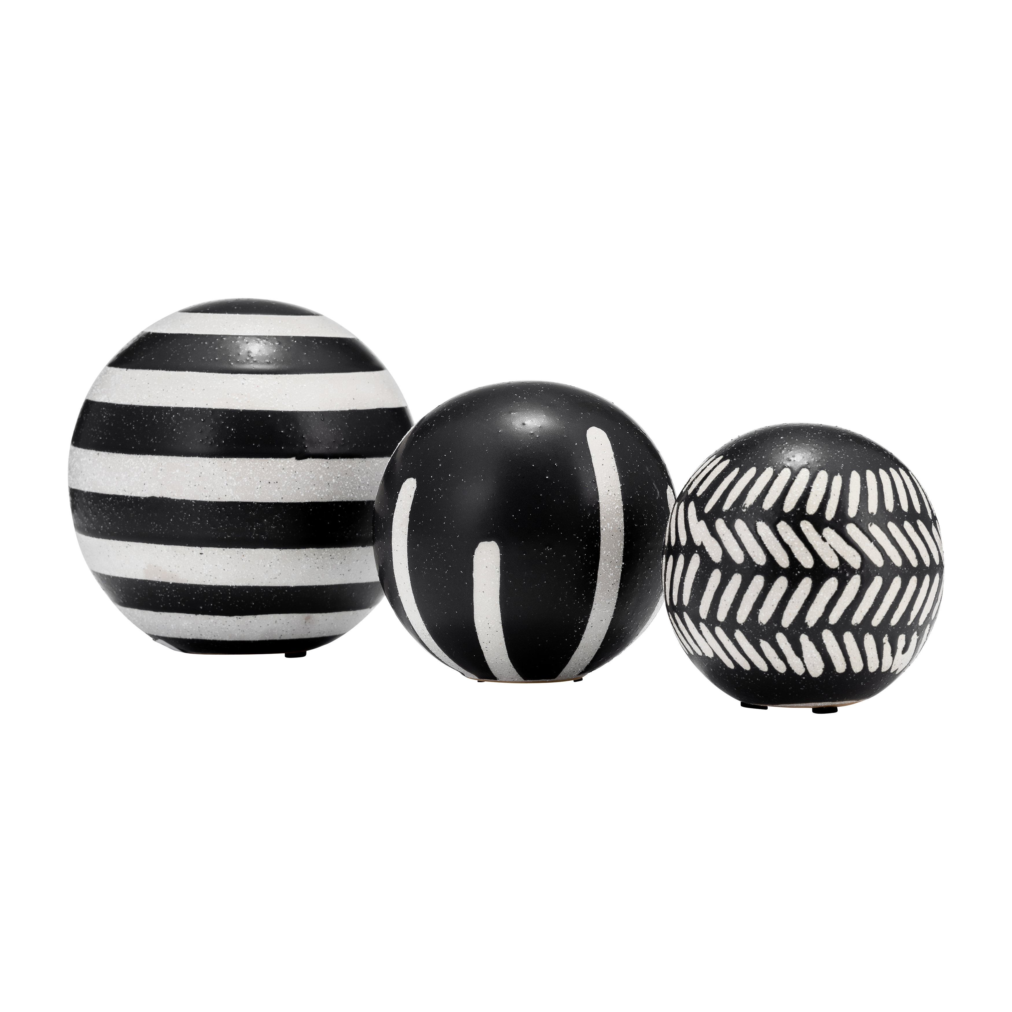 Wrought Studio Set of 3 Decorative Orbs Contemporary Black and White